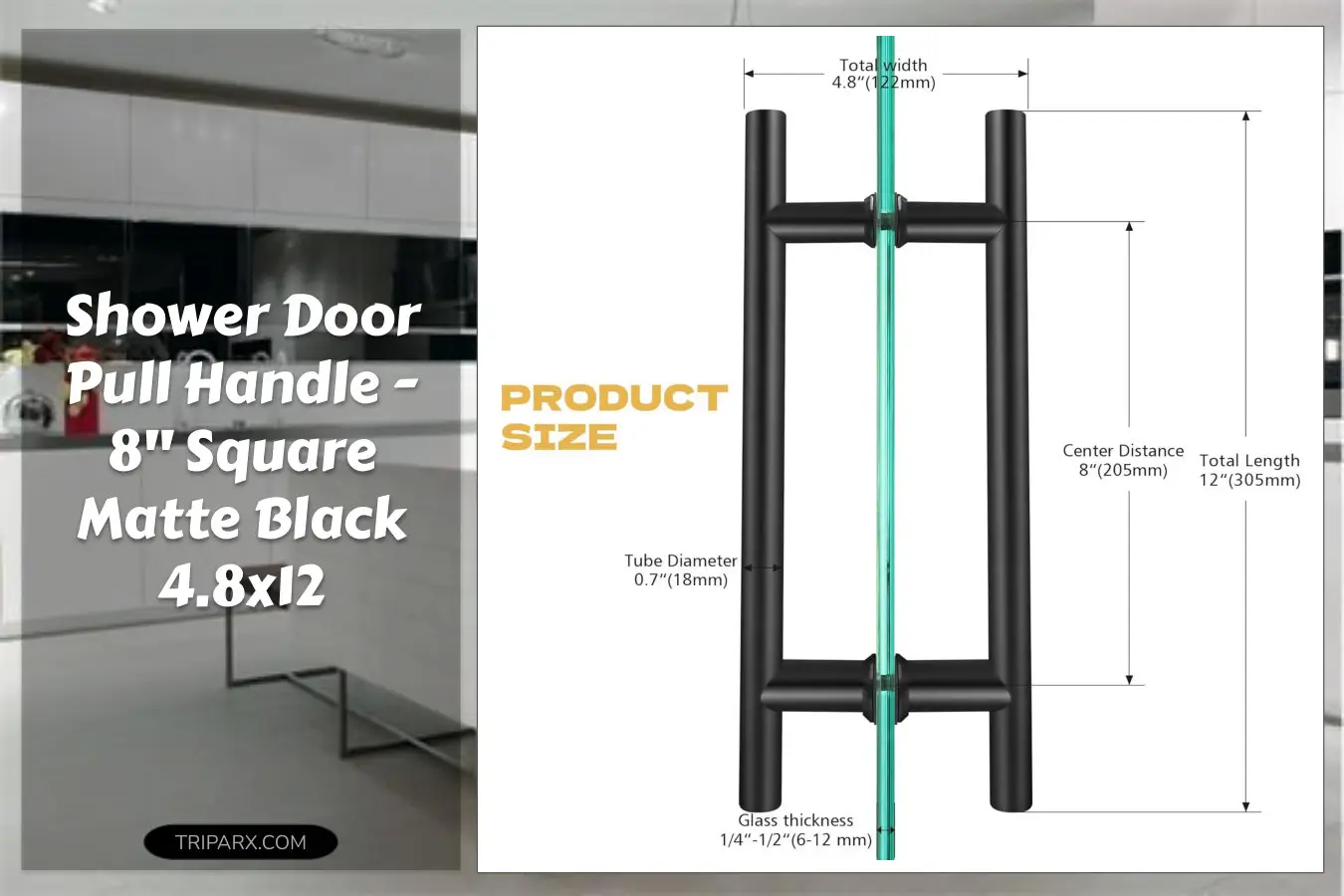 8inch_Square_Shower_Door_Pull_Push_Handle_Compatible_1_4to1_2inch_Thick_Glass_Door_4_8W_12H_Matte_Black_304_Stainless_Steel
