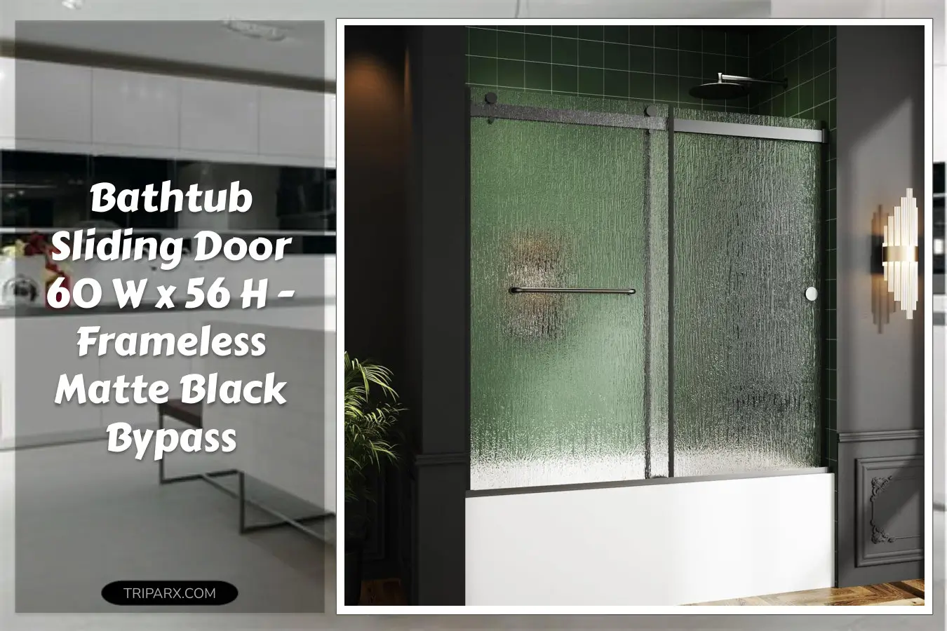 Bathtub_Sliding_Door_60W_x_56H_Frameless_Bypass_Double_Sliding_Tempered_Rain_Glass_Explosion_Proof_Film_Stainless_Steel_Black