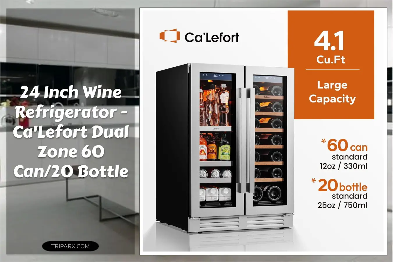 CaLefort_24_Inch_Wine_and_Beverage_Refrigerator_60_Can_20_Bottle_Dual_Zone_36_72F_3_LED_Beverage_Cooler_Built_in_or_Freestanding_Perfect_for_Home_Kitchen_4_10_cuft