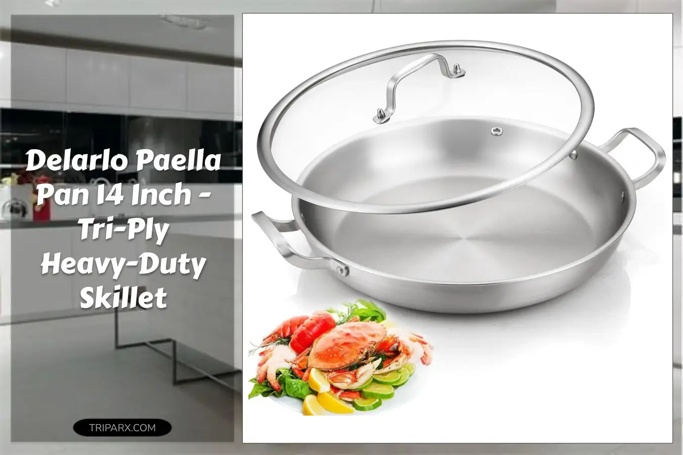 DELARLO_Paella_Pan_14_Inch_Tri-Ply_Stainless_Steel_with_Lid_Jumbo_Frying_Pan_Induction_Skillet_Heavy_Duty_Style