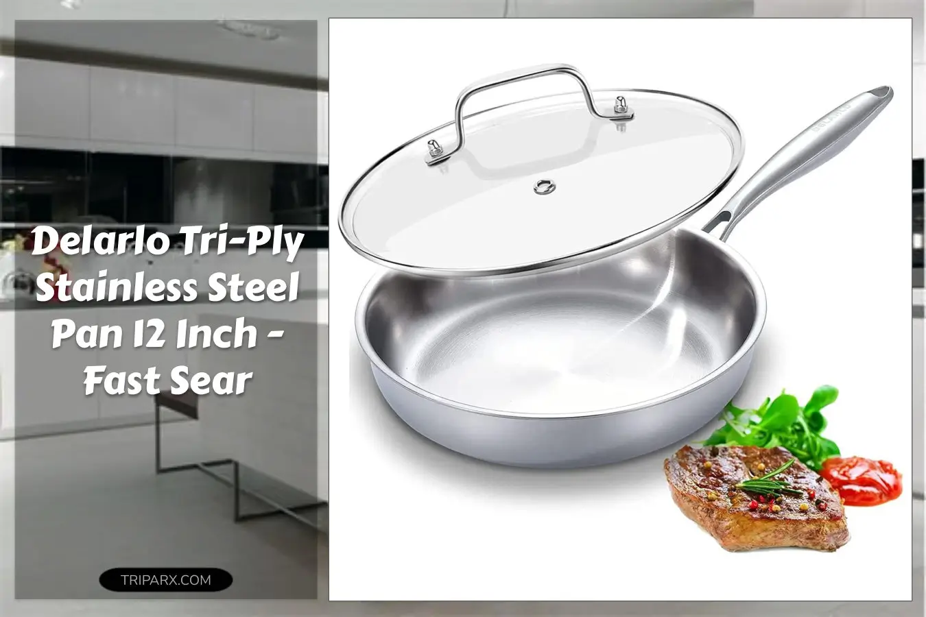 DELARLO_Tri-Ply_Stainless_Steel_Pan_12_inch_Frying_Pan_with_Lid_Compatible_with_All_Cooktops_Up_to_600F_Fast_and_Even_Heat_Skillet_Induction_Cookware_Cooking_Pan_Stir_Fry_Pan_Dishwasher_Safe