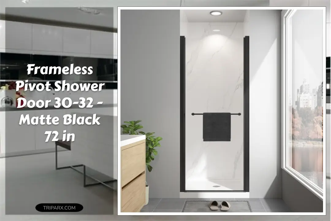 Frameless Pivot Shower Door 30-32 - Matte Black 72 in