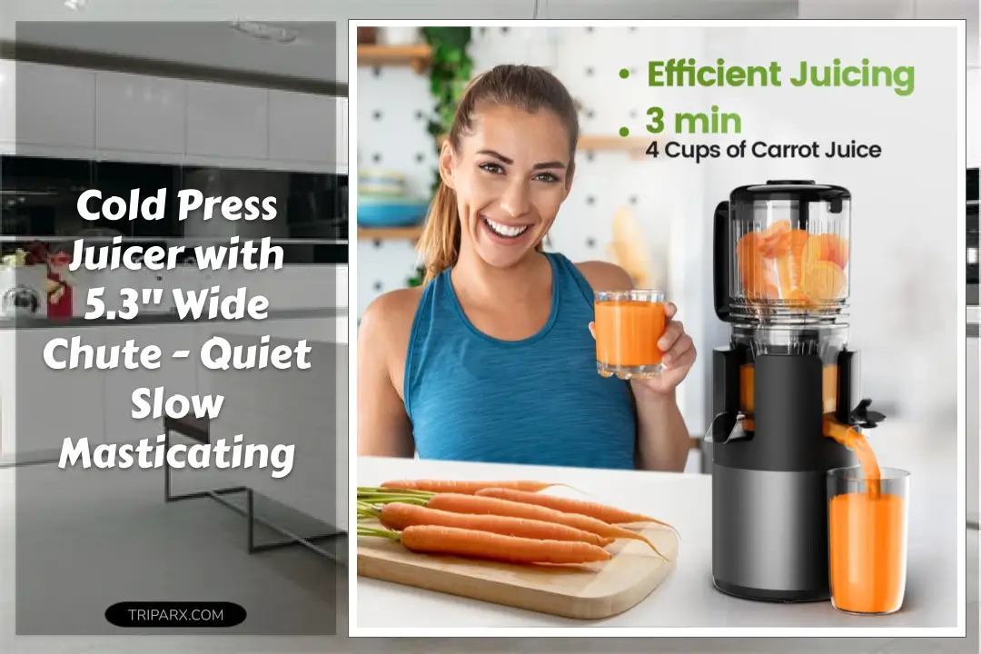 Cold Press Juicer with 5.3" Wide Chute - Quiet Slow Masticating