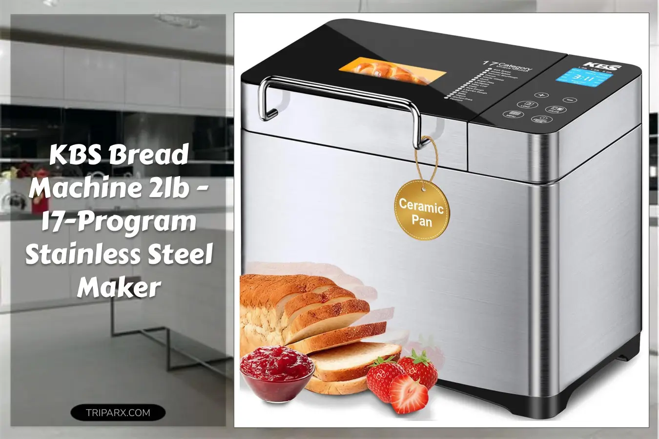 KBS_Pro_Stainless_Steel_Bread_Machine_2LB_17in1_Programmable_XL_Bread_Maker_Fruit_Nut_Dispenser_Nonstick_Ceramic_Pan_Digital_Touch_Panel_3_Loaf_Sizes_3_Crust_Colors_Reserve_Keep_Warm_Set