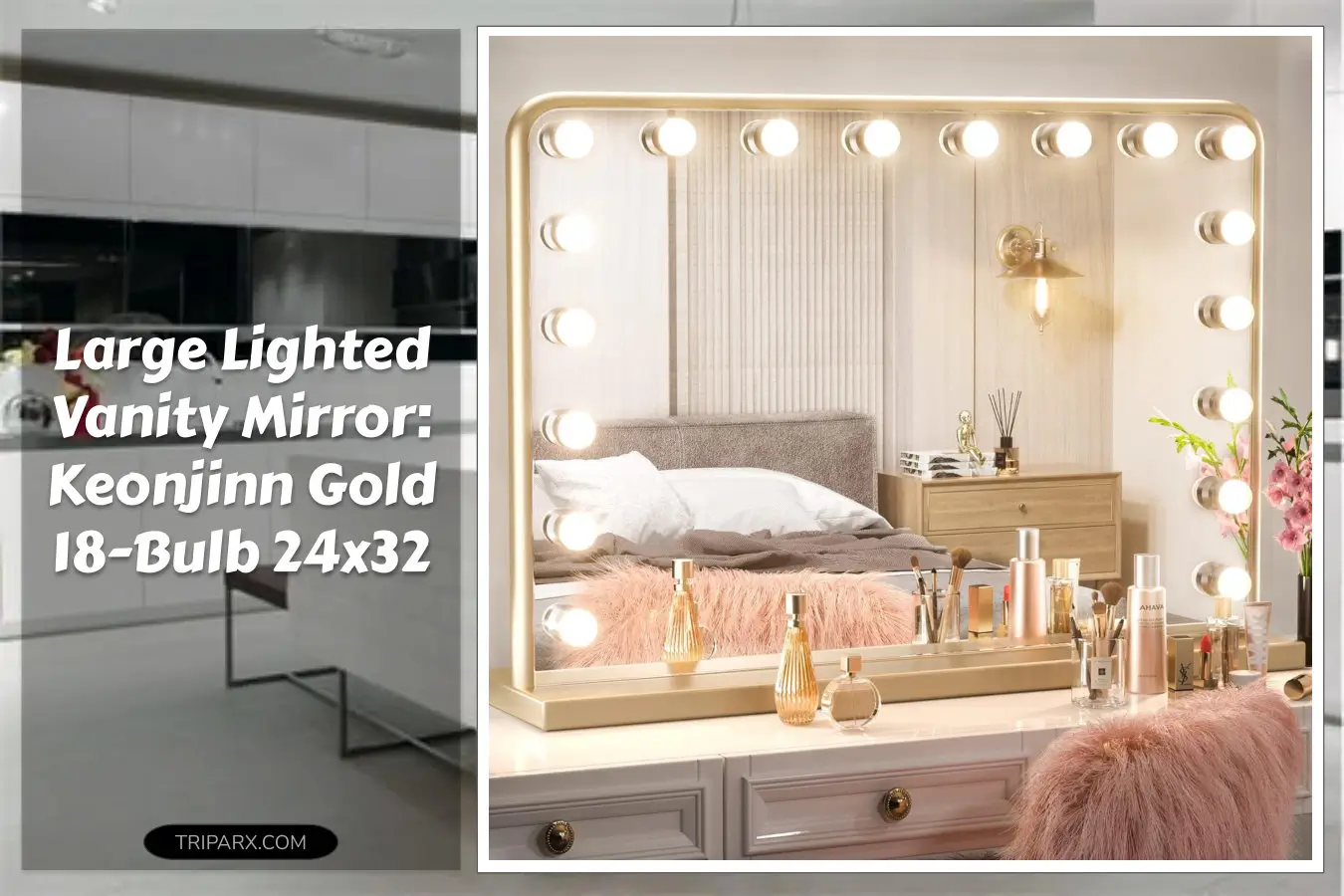 Keonjinn_Large_Gold_Vanity_Mirror_with_Lights_18_Replaceable_Bulbs_Hollywood_Makeup_Mirror_with_2_Replacement_Bulbs_3_Color_Lights_Aluminum_Metal_Frame_USB_Charging_Port_24_x_32_Lighted_Mirror