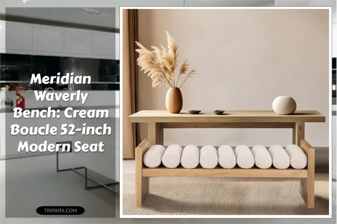 Meridian_Furniture_179Cream_Waverly_Collection_Modern_Contemporary_Bench_Solid_Wood_Rich_Natural_Finish_Luxurious_Cream_Boucle_Fabric_52W_x_19D_x_18H_Cream