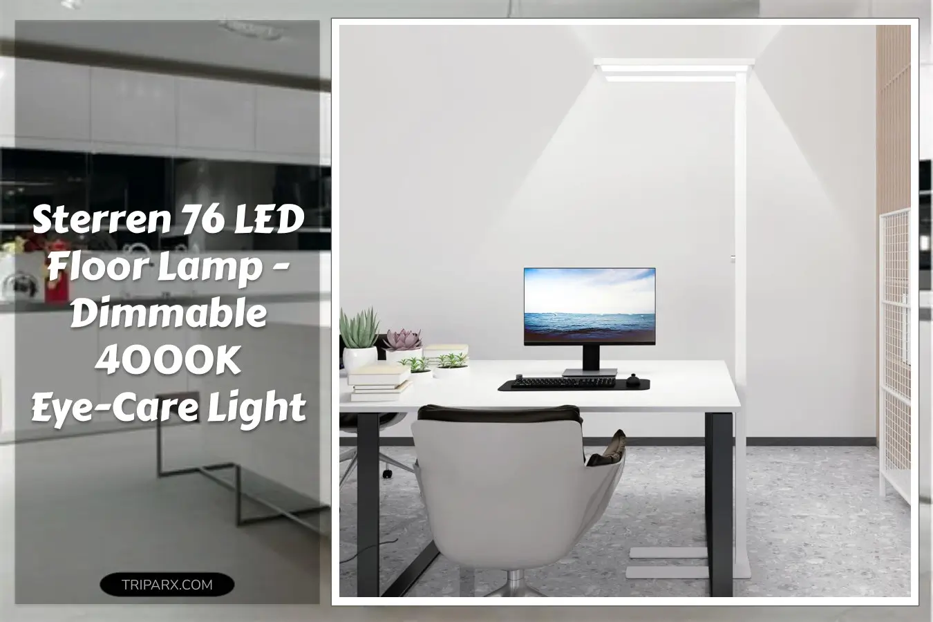 STERREN_76_Led_Floor_Lamp_105W_White_Modern_Free_Standing_Lamp_11100LM_Dimmable_Eye_Care_Tall_Reading_Lamp_Reading_Study_Room_Office_Meeting_Room_4000K_Natural_Daylight