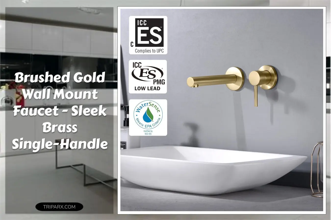 SUMERAIN_Brushed_Gold_Bathroom_Faucet_Brass_Wall_Mount_Single_Handle_Rough_in_Valve