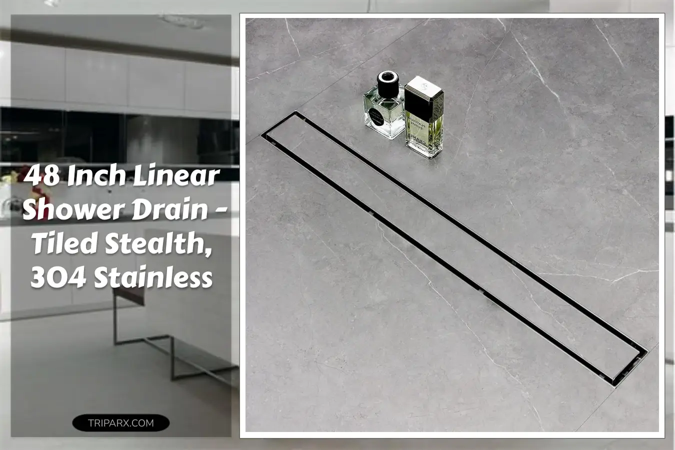 SaniteModar_Linear_Shower_Drain_48_inch_Tiled_Stealth_304_Stainless_Steel_Brushed_Polished_2_in_1_Panels_Tile_Insert_Shower_Drain_Adjustable_Feet_Hair_Filters