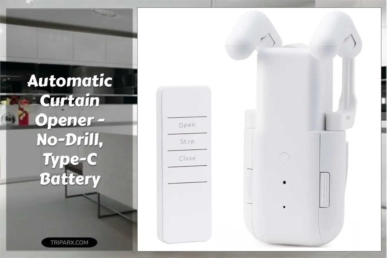 automatic_curtain_opener_electric_smart_remote_control_closer_long_lasting_battery_type_c_no_drill_8_40mm_roman_rods_t_tracks_u_rails_quiet_motor_robot_bedroom_living_room