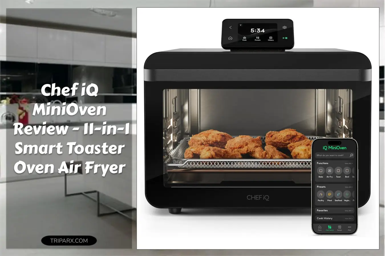 chef_iq_minio ven_smart_toaster_oven_air_fryer_combo_11_in_1_countertop_convection_oven_bake_broil_air_fry_dehydrate_1750w_25_qt_capacity_fast_cooking_touchscreen_controls_black