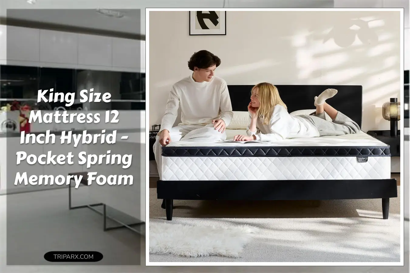 king_size_mattress_12_inch_pocket_spring_memory_foam_hybrid_breathable_knitting_fabric