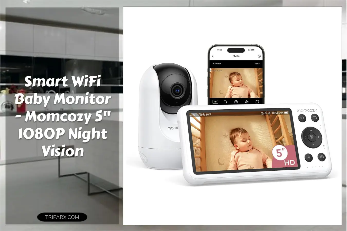 momcozy_smart_wifi_baby_monitor_with_camera_and_audio_5_inch_1080p_screen_wall_mount_motion_cry_detection_safe_fence_clear_night_vision_5000mah_battery_2_way_talk_photo_video_recording