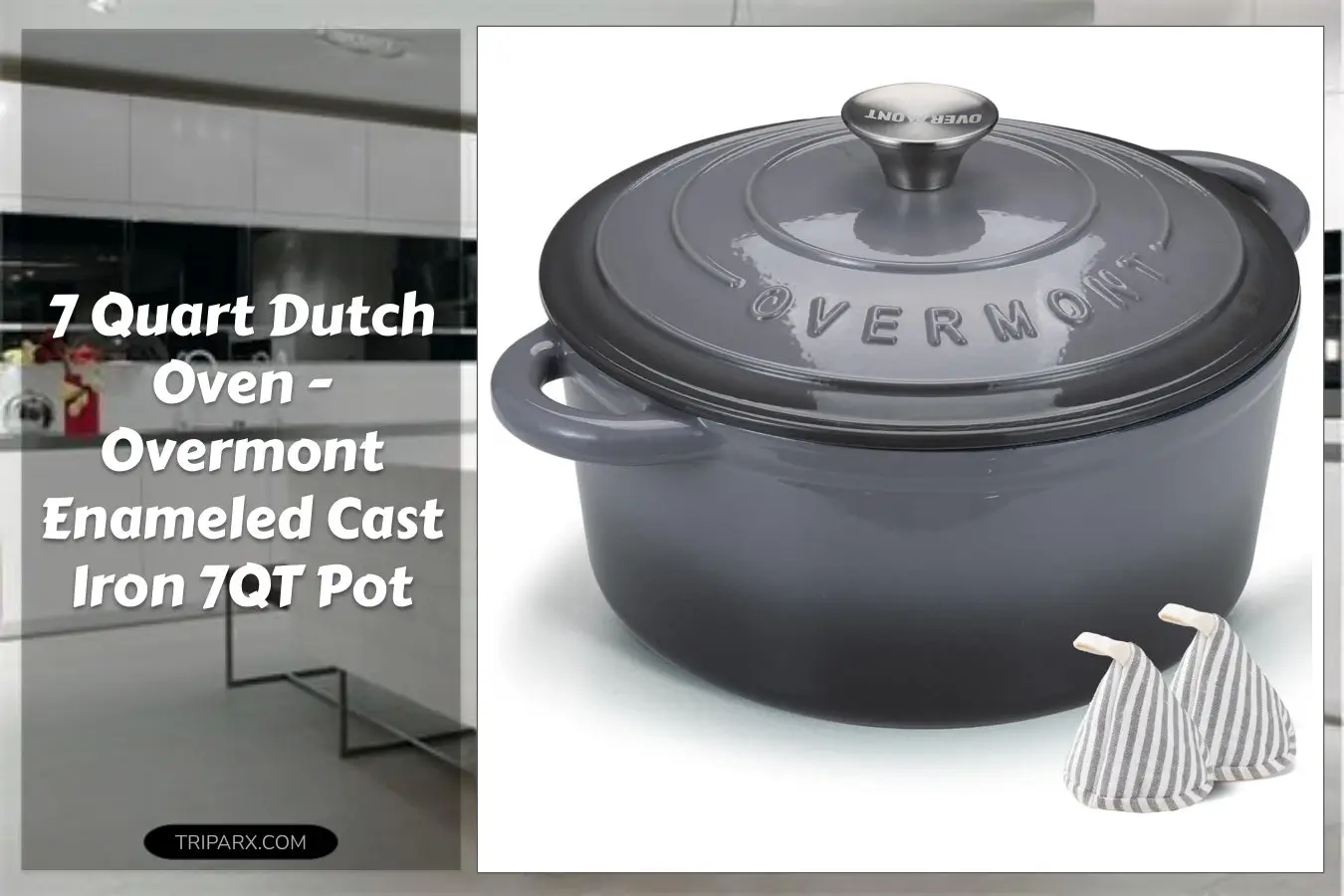 overmontenameledcastirondutchover7qtpotwithlidcookbookcottonpotholdersheavydutycookwareforbraisingstewsroastingbreadbakinggrey