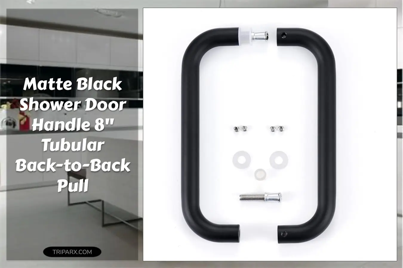 ranbo-matte-black-8-ctc-tubular-back-to-back-shower-door-handle-3-4-diameter-pull-handles-with-metal-washers-for-1-4-1-2-thick-glass-and-1-3-8-2-1-6-thick-wooden-or-metal-doors