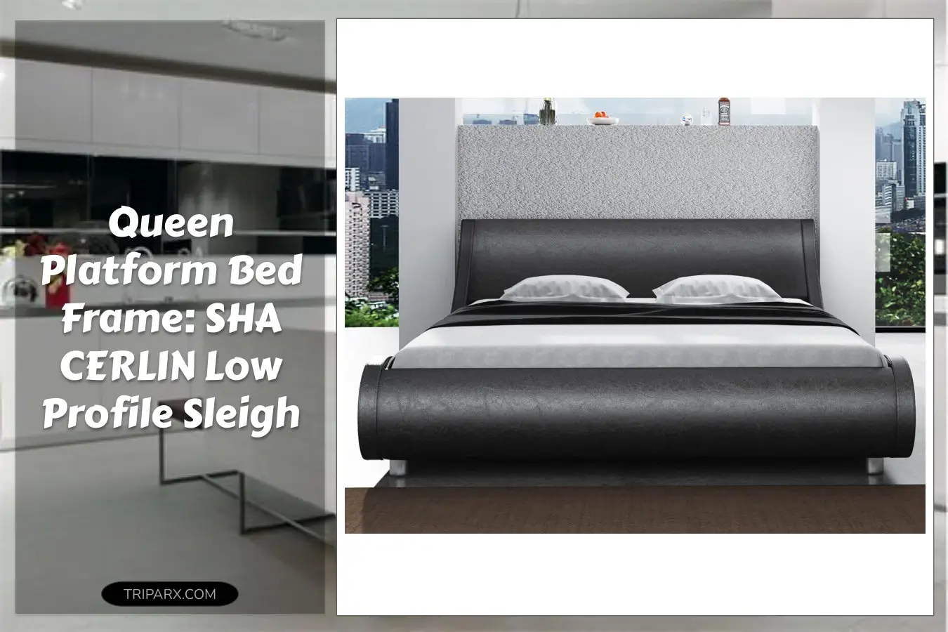 sha_cerlin_modern_low_profile_platform_bed_frame_queen_size_stylish_faux_leather_upholstered_sleigh_bed_with_adjustable_headboard_no_box_spring_needed_glossy_black