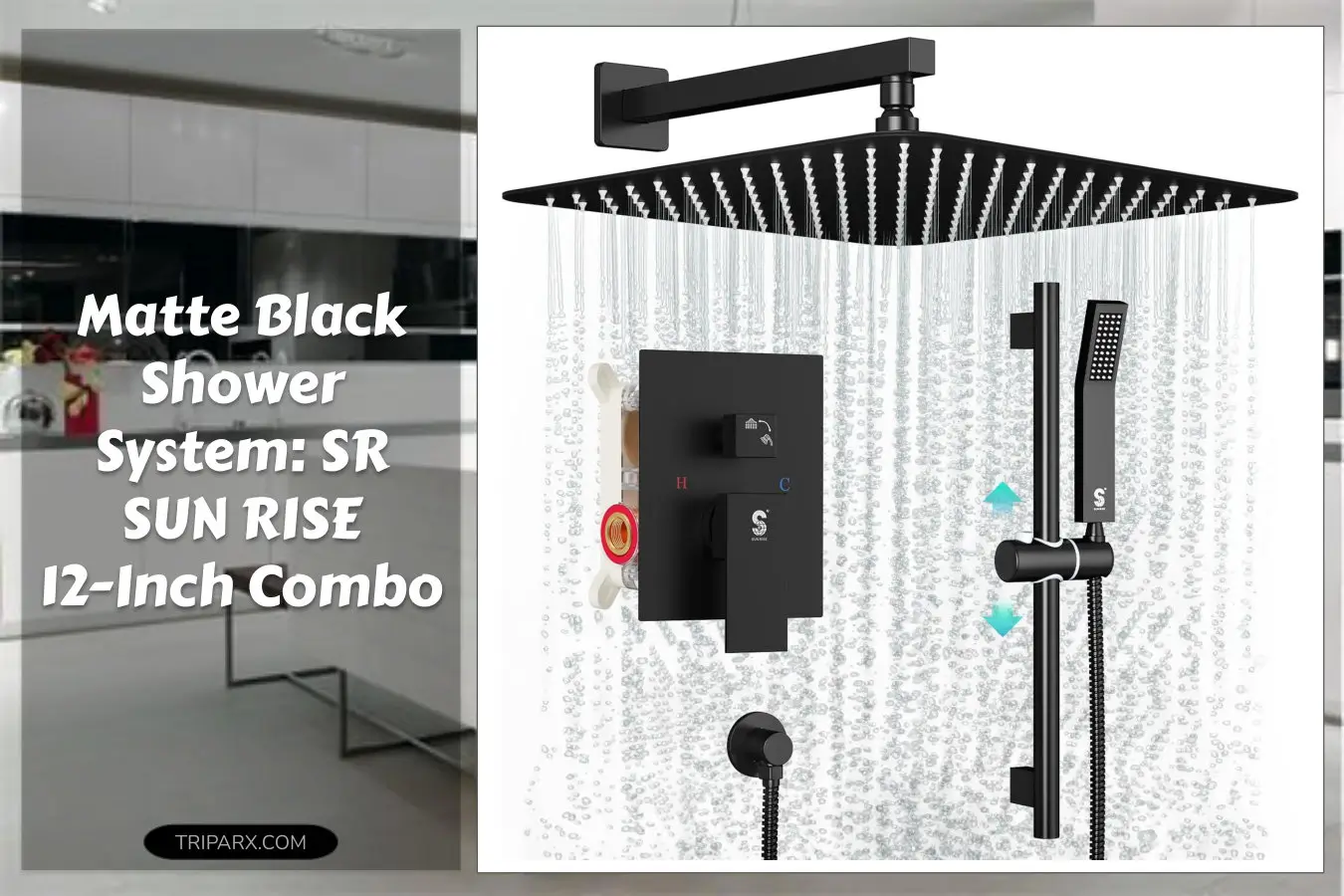 sr-sun-rise-12-inch-slide-bar-shower-faucet-luxury-high-pressure-shower-heads-and-handheld-spray-combo-set-wall-mounted-shower-system-included-valve-and-trim-kit-matte-black