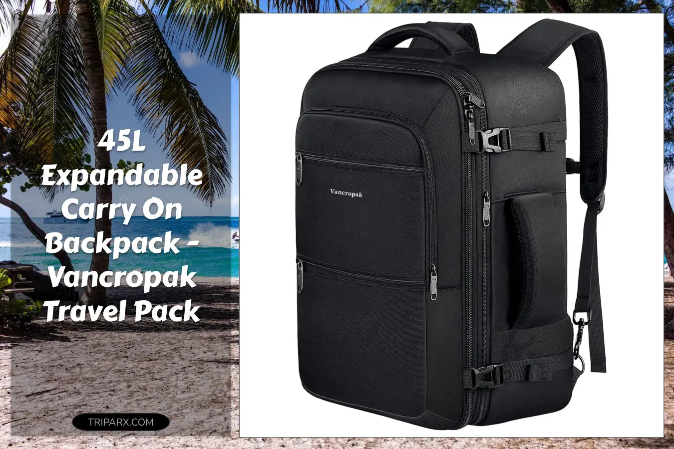 vancropak_carry_on_backpack_45l_expandable_extra_large_travel_backpack_flight_approved_water_resistant_luggage_suitcase_daypack_lightweight_business_overnight_weekender_bag_for_men_women_black