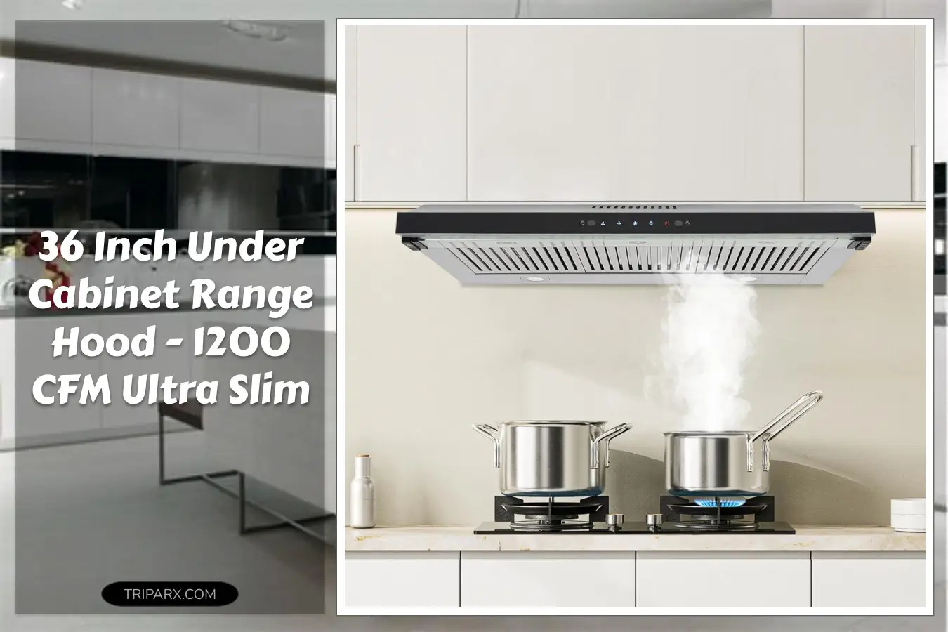 36inchUnderCabinetRangeHood900mm1200CFMUltraSlimKitchenVentHoodGestureControlLEDLight3SpeedControlsDuctedStainlessSteelChimneyHomeKitchen