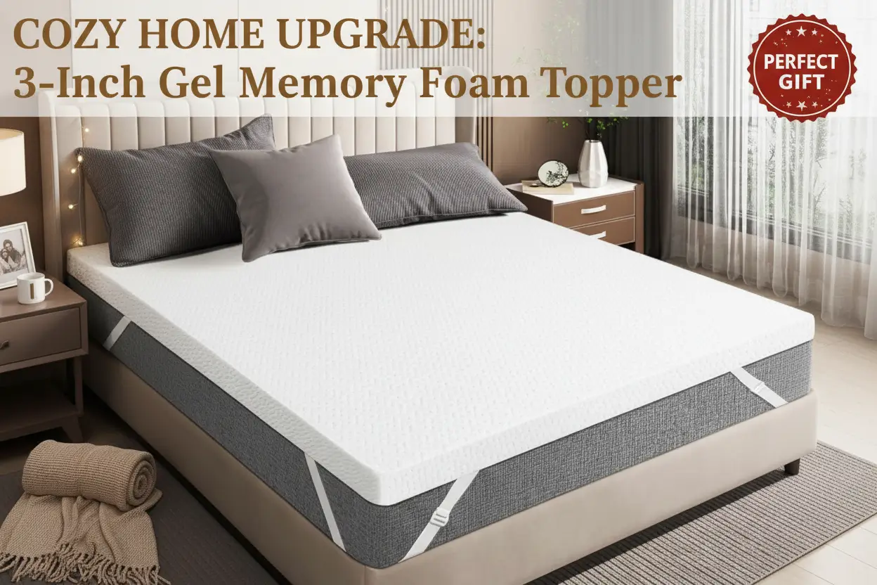 3_inch_gel_memory_foam_mattress_topper_queen_cooling_removable_washable_bamboo_cover_certipur-us_certified