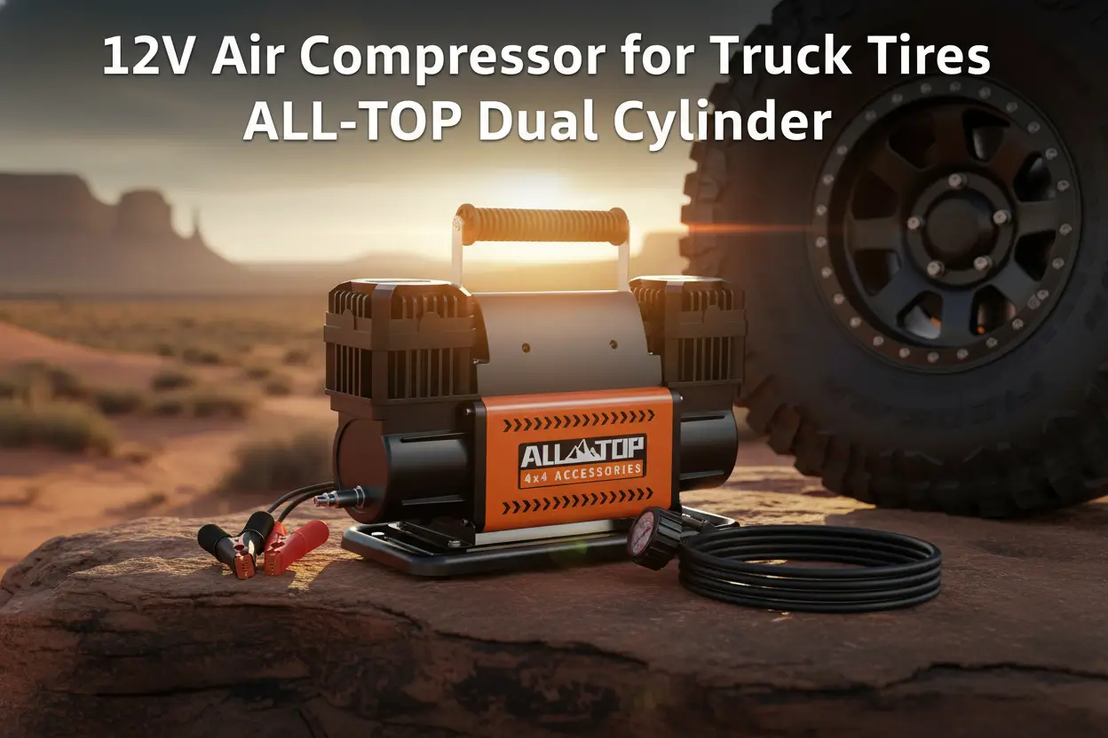 ALL-TOP-Air-Compressor-Kit-Dual-Cylinder-12V-Portable-Inflator-12.35-ft3Min-Offroad-Air-Compressor-Pump-for-Truck-Tires-Heavy-Duty-Max-150-PSI-for-4x4-Vehicle-RV