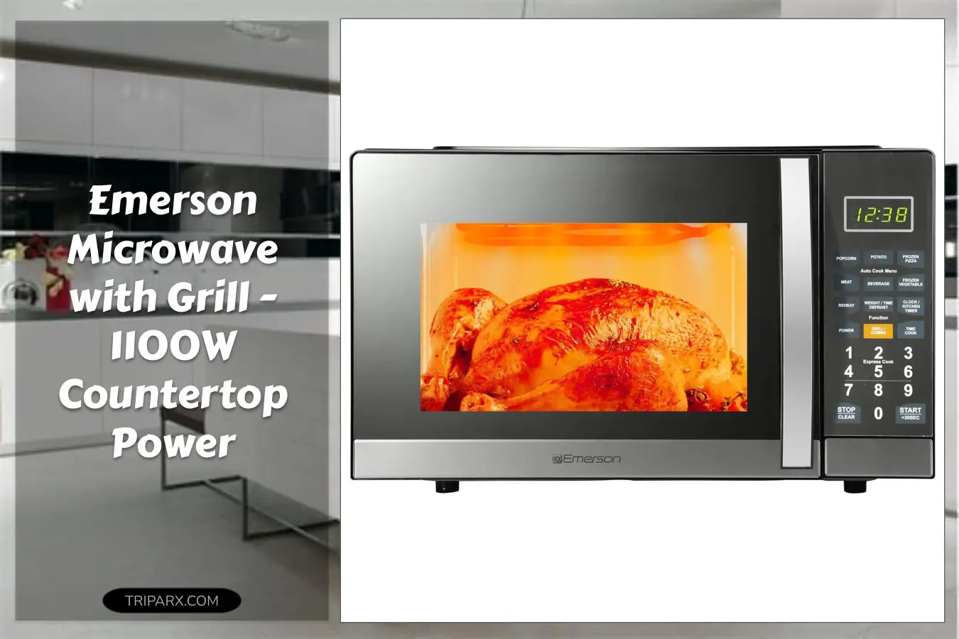 Emerson_MWG1191SB_1.1_Cu_Ft_Microwave_Built-In_Grill_Function_1100W_Stainless_Steel_LED_Timer_Display_11_Power_Levels_9_Preset_Cooking_Options_Removable_Glass_Turntable_Child_Lock