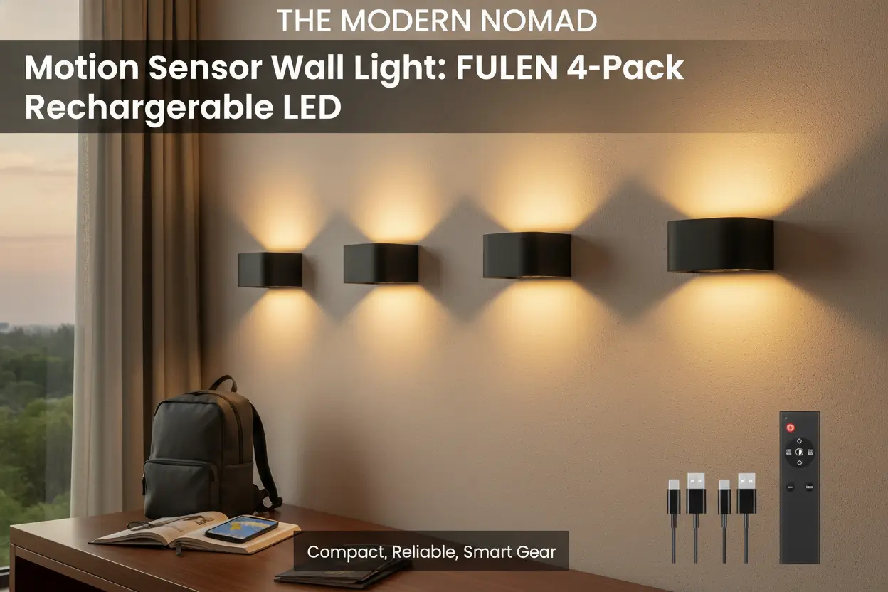 FULEN_4_Pack_Motion_Sensor_Wall_Lamp_with_Remote_Control_3_Colors_Wireless_Wall_Light_LED_Indoor_Up_and_Down_Wall_Sconce_5000mAh_Rechargeable_Battery_Powered_Brightness_Adjustable_Black