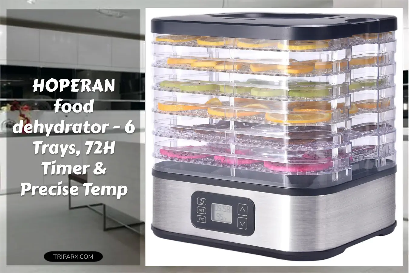 HOPERAN_Food_Dehydrator_6_Trays_72H_Timer_Temperature_Control_LED_Display_BPA_Free_Recipe_Book_Included