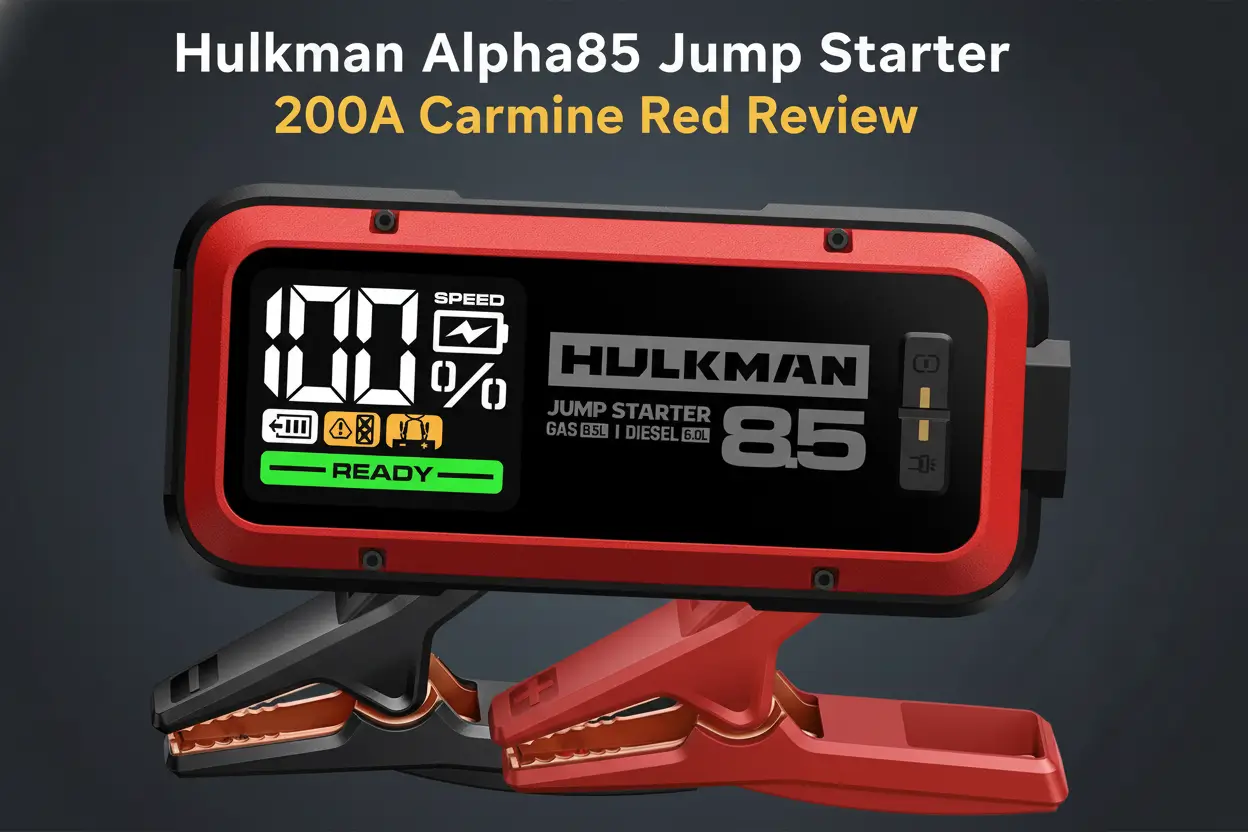 Hulkman_Alpha85_Carmine_Red_2000A_74Wh_Car_Jump_Starter_Includes_65W_Quick_Charger_12V_Portable_Car_Battery_Jump_Starter_Backup_Power_Bank_LED_Display_Jumper_Cables_for_up_to_8.5L_Gas_6.0L_Diesel