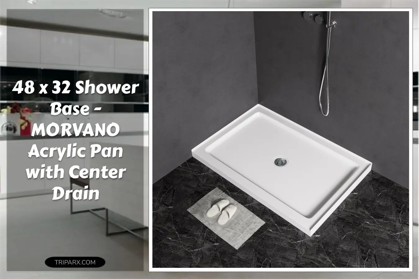 MORVANO_48_X_32_Shower_Base_with_Center_Drain_Single_Threshold_Shower_Pan_Kit_Non_Slip_in_White_Central_Drain_with_Stainless_Steel_Cover_Drain_included