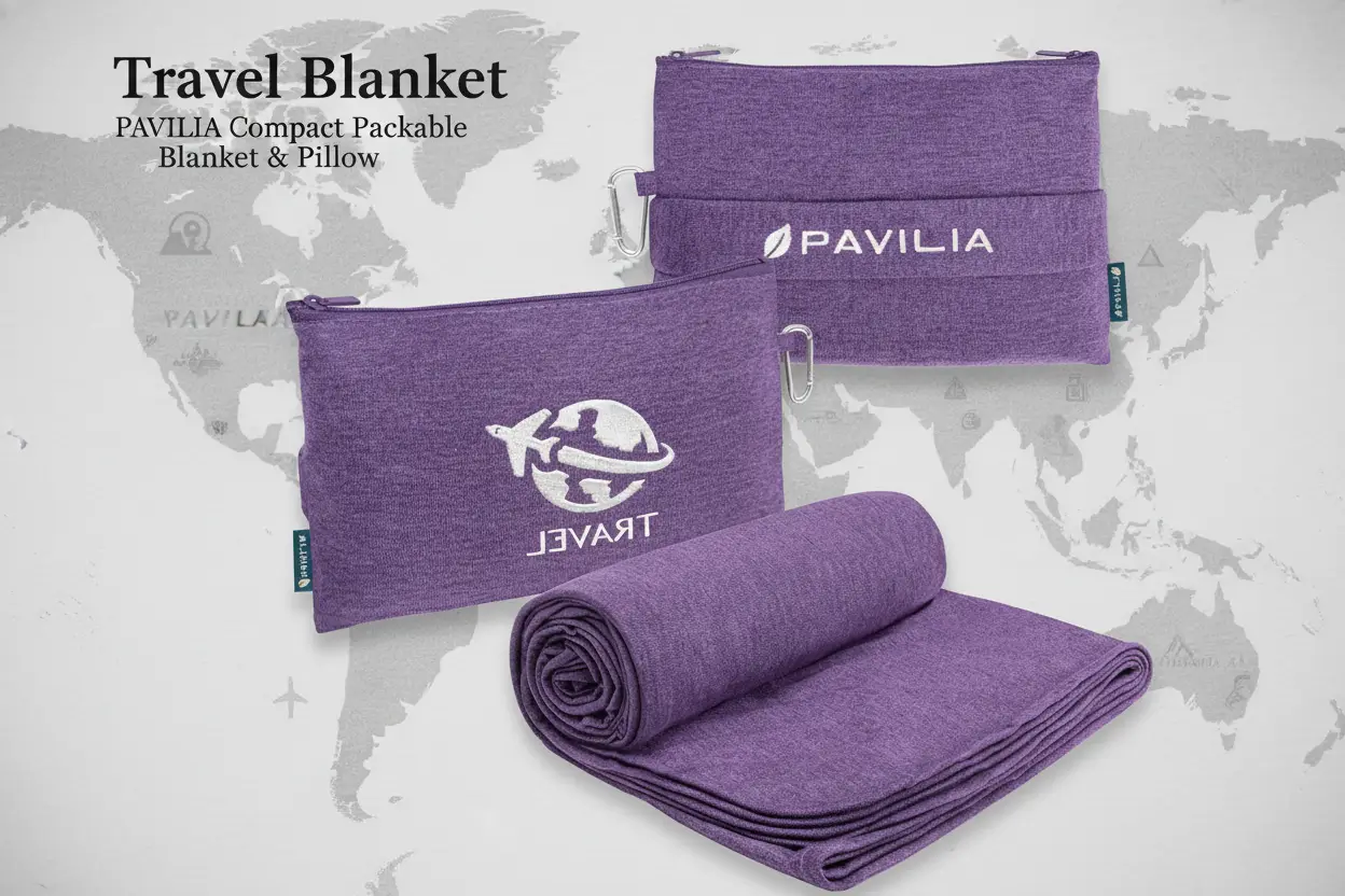 PAVILIA_Travel_Blanket_Compact_Airplane_Packable_Bag_Soft_Fleece_Portable_Throw_Pillow_Combo_Set_Plane_Flight_Car_Trips_Essentials_Gift_Accessories_Luggage_Backpack_Clip_Purple_65_x_40_Inch