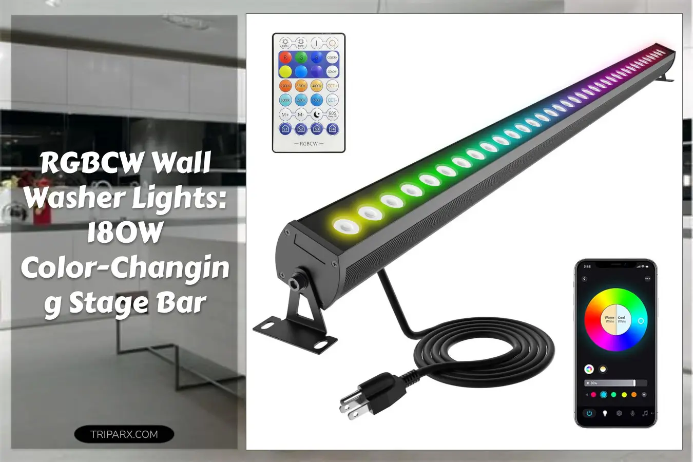 RGBCW_Wall_Washer_Lights_180W_Stage_Wash_Light_Bar_Smart_APP_Remote_Control_Group_Memory_Timing_Music_Sync_Function_Color_Changing_Linear_Wash_Light_for_Stage_Birthday_Party_Wedding
