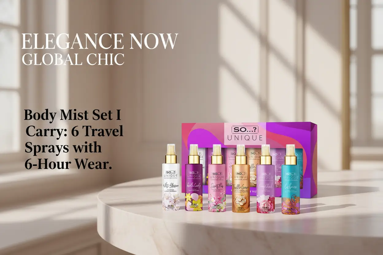 So Unique Body Mist Set Perfumes for Women with Fresh Floral Sweet Scents 6 Hour Wear Body Spray for Women Travel Size Gift Set 6 pcs
