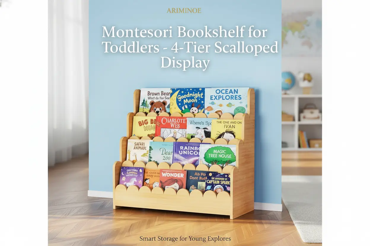SpaceAid_4Tier_Scalloped_Bookshelf_Montessori_Bookcase_for_Toddlers_Wooden_Book_Shelf_Organizer_Display_Furniture_for_Kids_Rooms_Playroom_Nursery_and_Classroom_29.6_Wide_Natural
