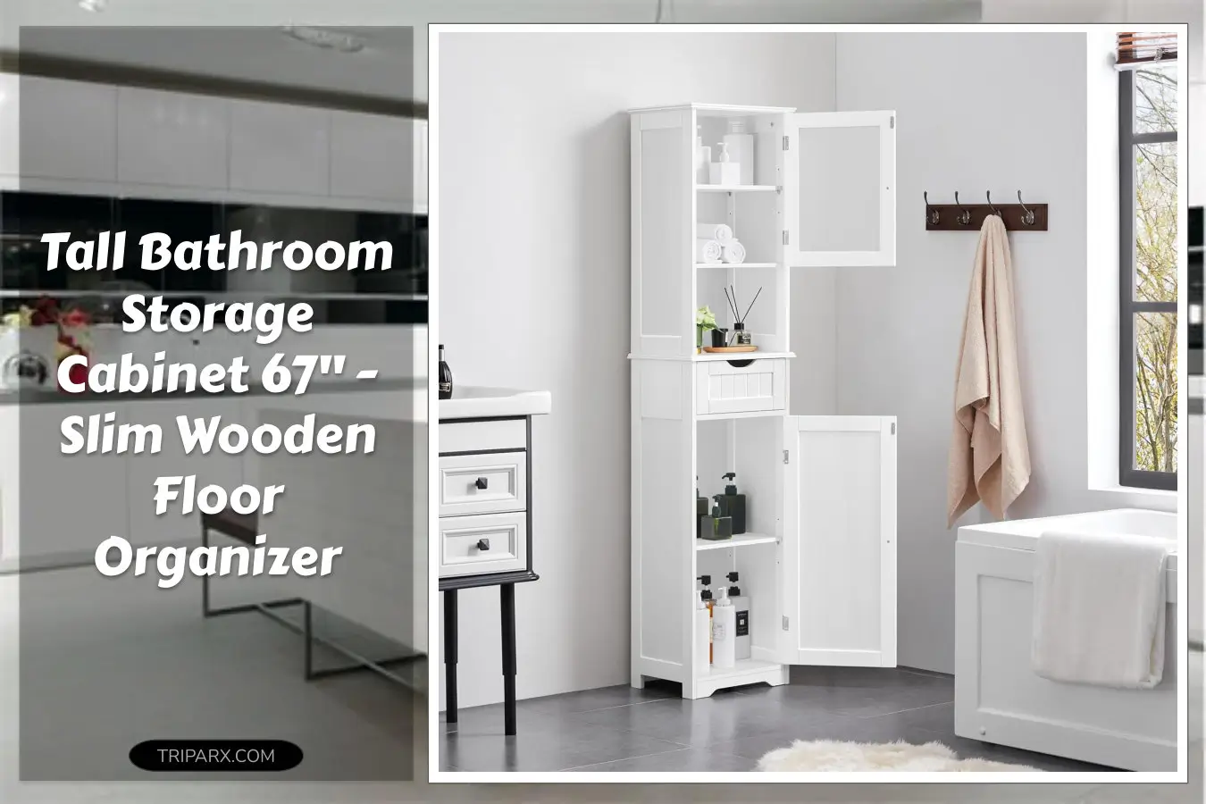 Yaheetech_Tall_Bathroom_Storage_Cabinet_67_Wooden_Floor_Cabinet_with_Glass_Door_Freestanding_StorageOrganizer_with_Adjustable_Shelves_1_Drawer_and_Open_Storage_for_Bathroom_Kitchen_Living_Room