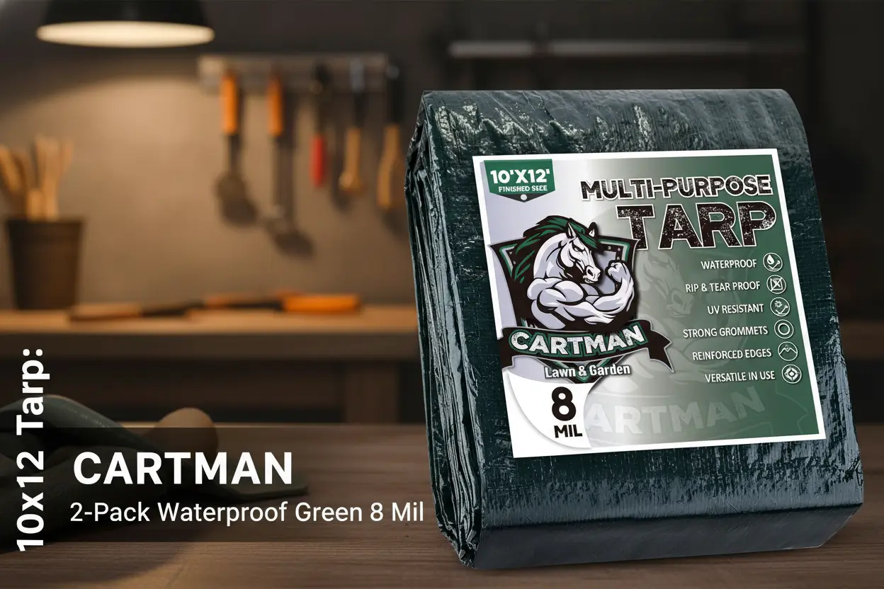 cartman-2-pack-finished-size-10x12-feet-waterproof-green-tarp-8-mil-thick-multipurpose-protective-cover-for-emergency-rain-shelter-camping-tarpaulin