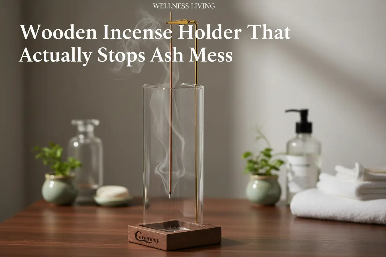 ceremony-incense-holder-wooden-incense-holder-sticks-glass-ash-catcher-anti-ash-incense-burner-20-incense-sticks-ash-brush-meditation-yoga-spa-room-decor