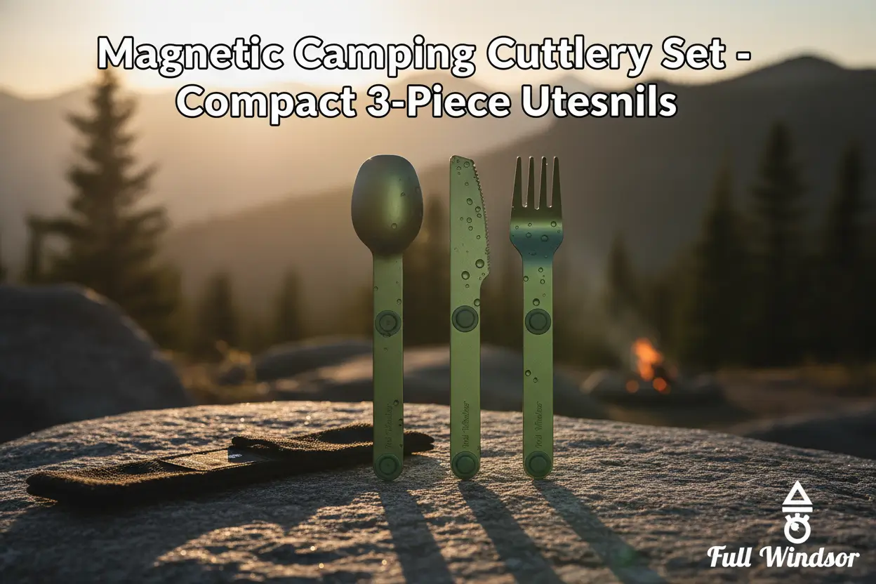 full-windsor-magware-magnetic-camping-cutlery-set-travel-utensils-for-camping-cooking-and-outdoor-dining-knife-fork-spoon-portable-silverware-with-pouch-green-3-pcs