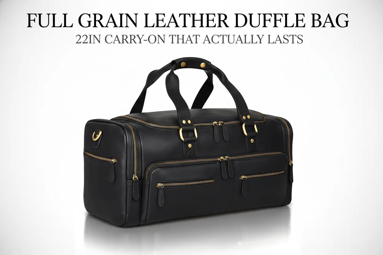 luxorro-full-grain-leather-duffle-bag-for-men-tsa-approved-22x14x9-carry-on-luggage-22-inch-45l-capacity-overnight-weekender-travel-duffel-black