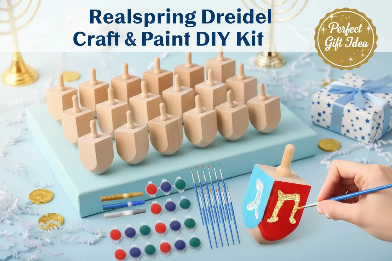 realspring-24-sets-hanukkah-wooden-dreidel-craft-kit-art-and-craft-painting-kit-design-your-own-wooden-dreidels-with-paint-and-brush-diy-natural-wooden-dreidels-for-hanukkah-family-decor-party-gift