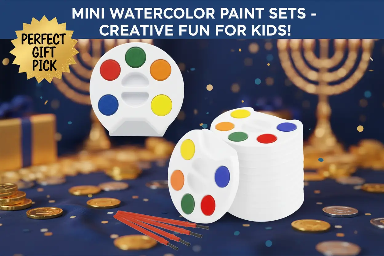 the-dreidel-company-mini-watercolor-paint-set-for-kids-and-toddlers-5-color-tray-with-paint-brush-included-birthday-party-events-and-gatherings-12-pack