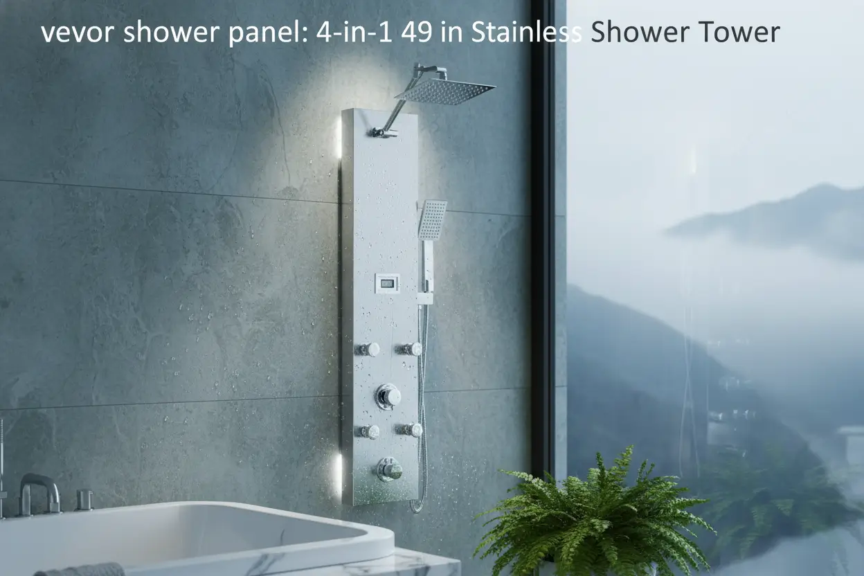 vevor-shower-panel-tower-system-rainfall-led-49in-brushed-stainless-steel-4-function-6-body-jets-handheld-tub-spout