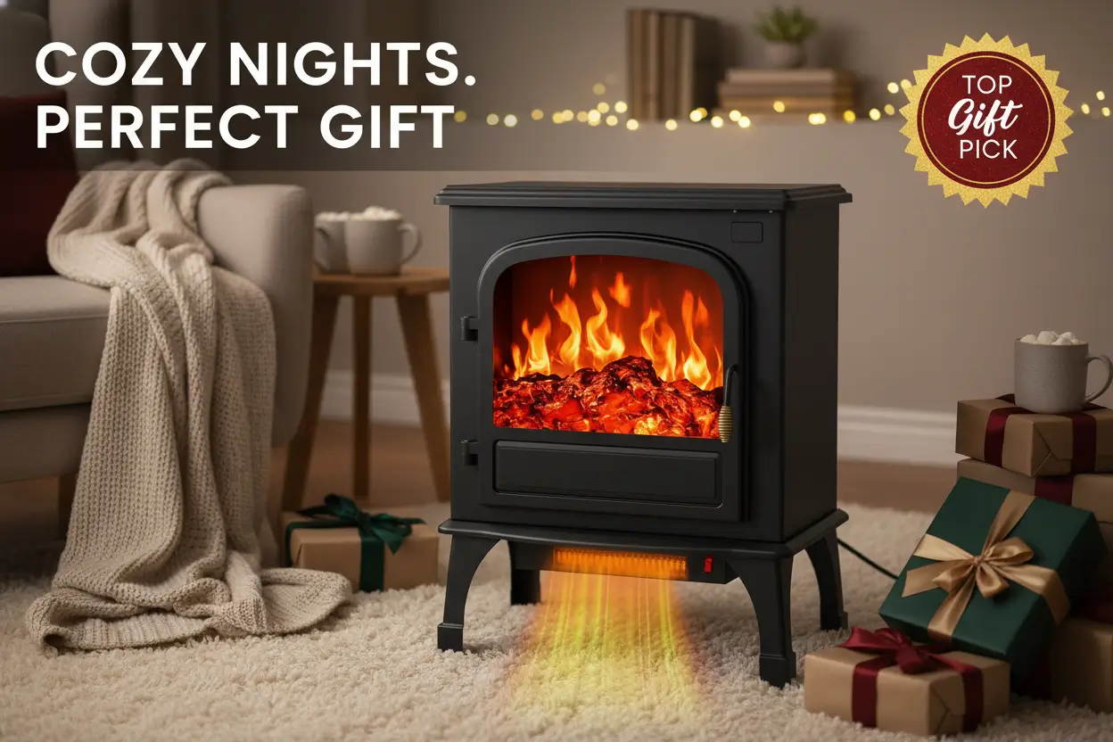 26-Freestanding-Electric-Fireplace-with-Remote-12H-Timer-Infrared-Heater-Stove-3D-Flame-Effect-Portable-Fireplace-Indoor-Overheat-Tip-Over-Protections-Bedroom-Living-Room