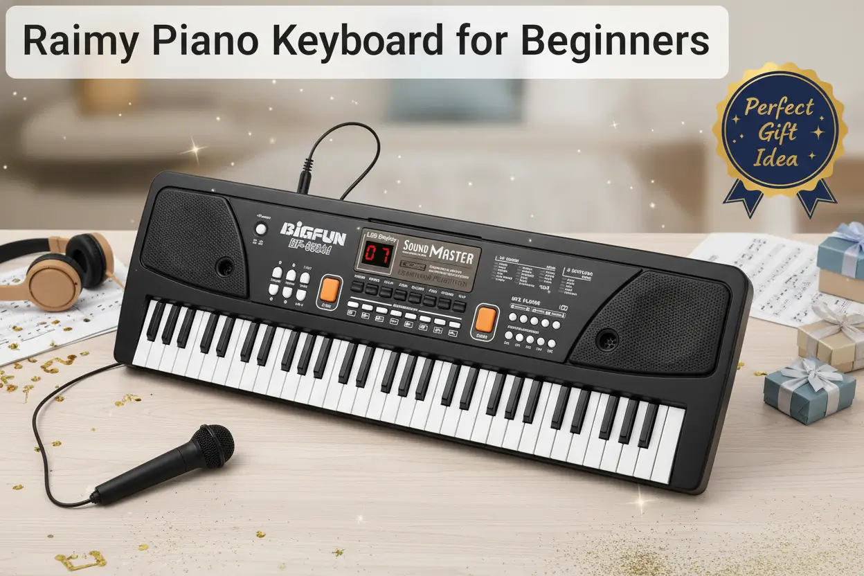 raimy_piano_keyboard_for_beginners_61_keys_portable_electronic_digital_piano_with_microphone_learning_educational_music_keyboard_piano_for_kids_gifts_toys_for_boys_girls_toddlers_black