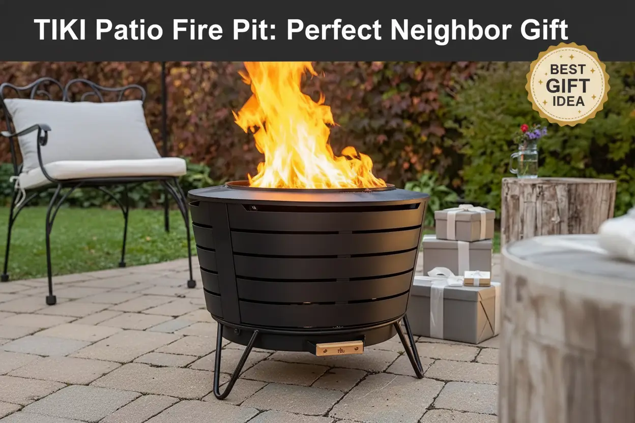 tiki-patio-fire-pit-bundle-25-inch-smokeless-wood-burning-outdoor-fire-pit-backyard-patio-deck-garden-removable-ash-pan-stand-weather-resistant-cover-modern-black-stainless-steel