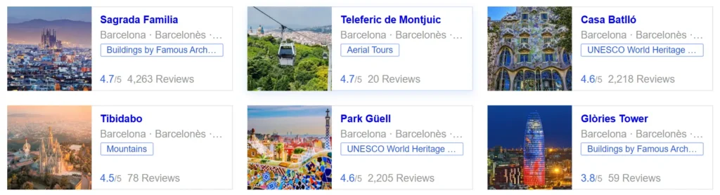 Attractions in Barcelona