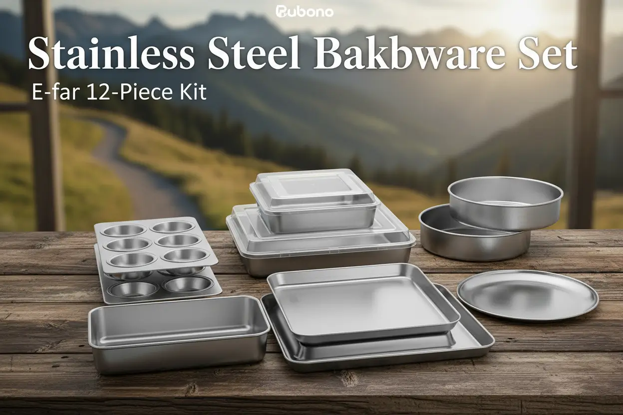 E-far-12-Piece-Stainless-Steel-Bakeware-Sets-Metal-Baking-Pan-Set-Include-Round-Cake-Pans-Square-Rectangle-Baking-Pans-with-Lids-Cookie-Sheet-Loaf-Muffin-Pizza-Pan-Non-toxic-Dishwasher-Safe