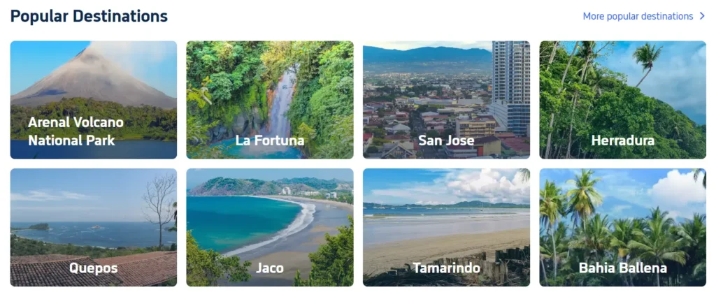 Popular Destinations in Costa Rica