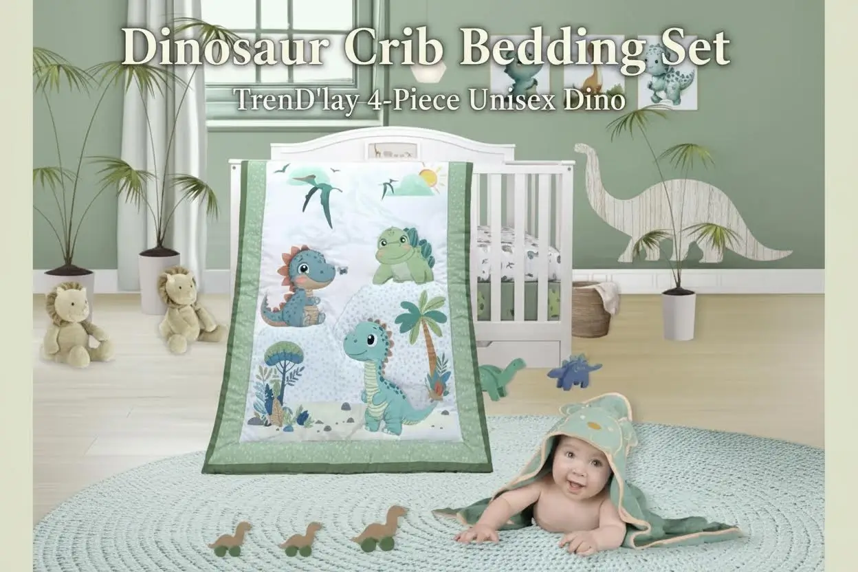 Trendlay_4_Piece_Unisex_Baby_Dinosaurs_Crib_Bedding_Set