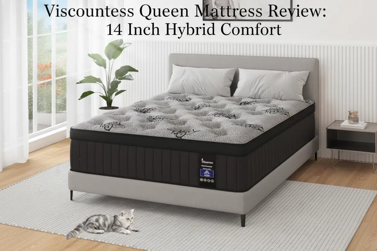 VISCOUNTESS_Queen_Mattress_14_Inch_Hybrid_Mattresses_in_Box_with_Gel_Memory_Foam_and_Pocket_Spring_Euro_Top_Medium_Firm_for_Back_Support_and_Pressure_Relief_Motion_Isolation_Grey